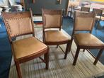 3 Vintage Leren Stoelen - Retro Stijl, Huis en Inrichting, Stoelen, Ophalen, Gebruikt, Leer, Drie