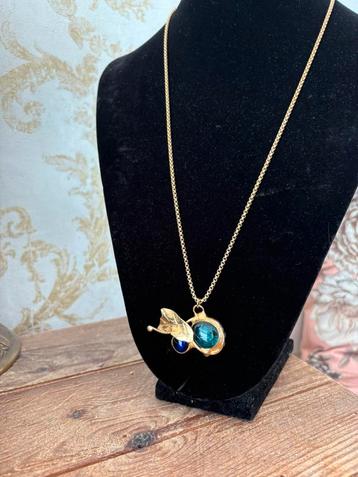 Franse Vintage goudgevulde ketting met glaswerk beschikbaar voor biedingen