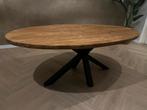 Ovale houten tafel met kruispoot - 200x101 cm, Huis en Inrichting, Tafels | Eettafels, Ophalen, Gebruikt, 100 tot 150 cm, Eikenhout