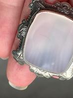 Antieke zilveren broche met roze amethist., Sieraden, Tassen en Uiterlijk, Antieke sieraden, Verzenden, Zilver, Broche, Met edelsteen