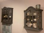 Antieke vitrinekasten in modern jasje - grijs & zwart, Antiek en Kunst, Antiek | Meubels | Kasten, Ophalen of Verzenden