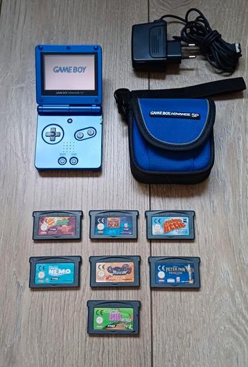 Game Boy Advance SP Blauw + 7 Games + Tas + Lader beschikbaar voor biedingen