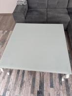 Witte Salontafel met Glazen Blad, Ophalen, Gebruikt, Vierkant, 50 tot 100 cm
