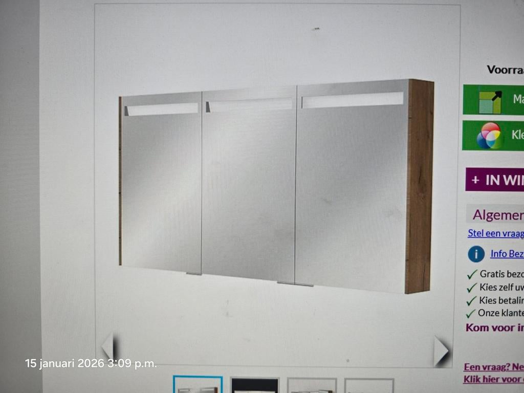 Bellanti Conero Spiegelkast - Natuur Eiken - 140x70cm, Ophalen of Verzenden, Nieuw, Overige typen