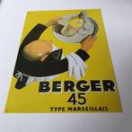 Groot blikken reclamebord Berger 45 type marseillais/wijn., Reclamebord, Ophalen of Verzenden, Zo goed als nieuw