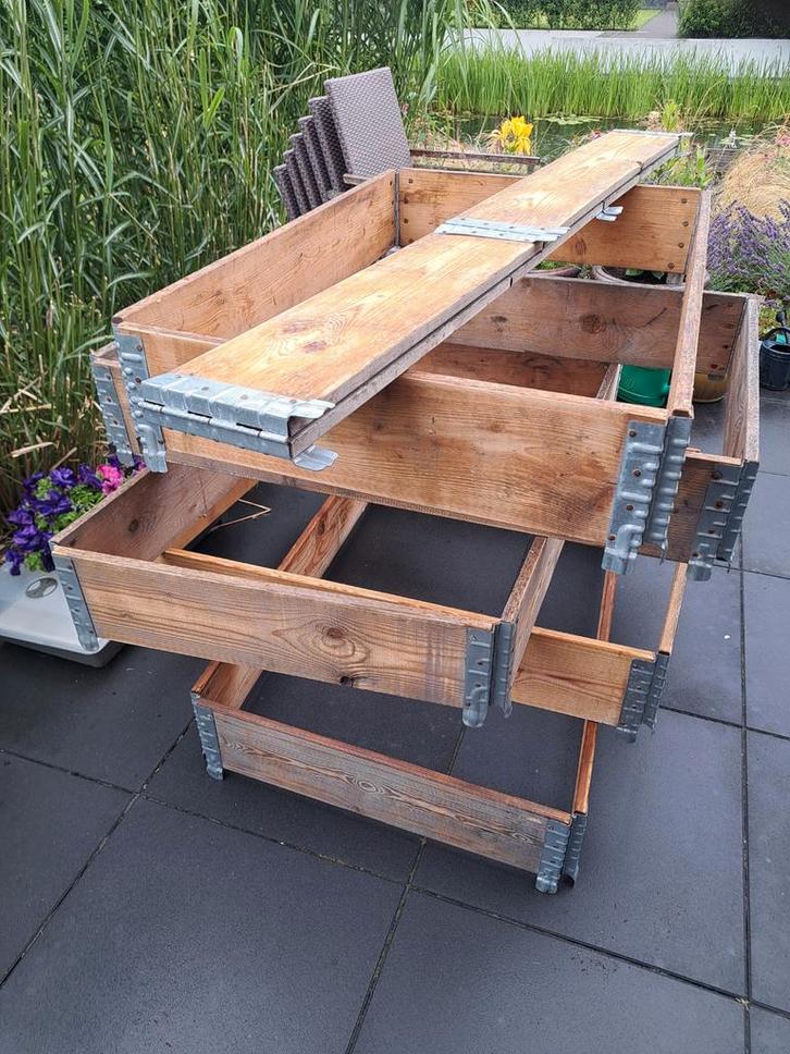 Moestuinbakken plantenbakken, Tuin en Terras, Picknicktafels, Gebruikt, Rechthoekig, Hout, Inklapbaar, Ophalen