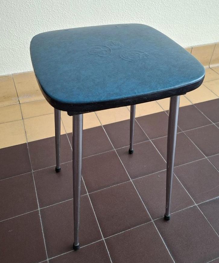 vintage kruk keukenkruk jaren 60 chroom vinyl retro design, Huis en Inrichting, Krukjes, Zo goed als nieuw, Staal, Ophalen of Verzenden