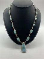 V813 Prachtig zilveren larimar collier, Ophalen of Verzenden, X, Met edelsteen, Zilver