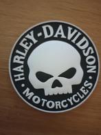 Harley Davidson Skull zilver zwart rubber rond 8 cm, Motoren, Nieuw, Patch