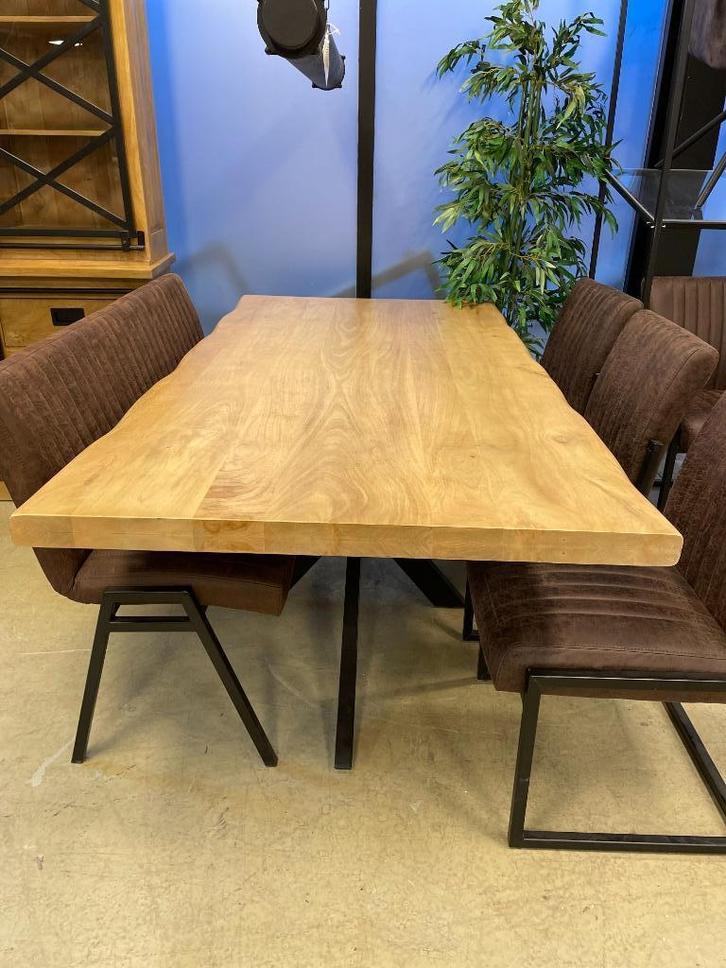 VOORRAAD ACTIE 325 LIVE EDGE BOOMSTAM CHEFMEUBEL LEEGVERKOOP, Huis en Inrichting, Stoelen, Nieuw, Vijf, Zes of meer stoelen, Hout