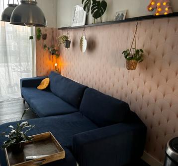 Bankhoes hoekbank knitted blauw beschikbaar voor biedingen