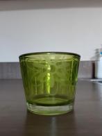 O35 Groene theelichthouder met bloemetjes, Huis en Inrichting, Woonaccessoires | Kandelaars en Kaarsen, Overige materialen, Ophalen of Verzenden