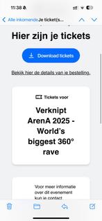 VERKNIPT ARENA TICKETS 2X, Twee personen, Overige soorten, Overige typen