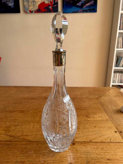 Kristallen Karaf met Zilveren Hals, Antiek en Kunst, Antiek | Glas en Kristal, Ophalen of Verzenden
