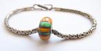 Groen oranje Pandora-stijl glasbedel, Nijmeegse Vierdaagse, Glas of Kristal, Pandora, Nieuw, Ophalen of Verzenden