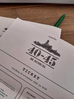 2 kaartjes musical 40-45  met parkeerkaart vrijdag 14 novemb, Tickets en Kaartjes, Twee personen, November