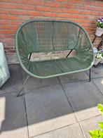 Rotan stalen tuinbank, Ophalen, Gebruikt, Rotan