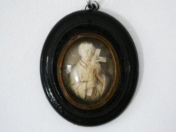 Antiek Heilige Gerardus meerschuim / pijpaarde bol glas 1850 beschikbaar voor biedingen