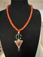 Agaat & Zoetwaterparel Ketting met Berber Hanger, Bruin, Nieuw, Ophalen of Verzenden, Met edelsteen