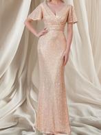 Champagnekleurige Galajurk met Pailletten mt 42 en 44, Ophalen of Verzenden, Nieuw, Maat 42/44 (L), Galajurk