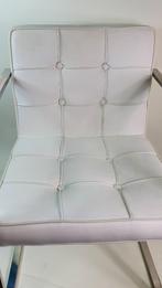 Bauhaus Stijl stoel, chroom onderstel, wit leer knopen. S20, Huis en Inrichting, Stoelen, Tweedehands verkoop, Tweedehands verkoop
