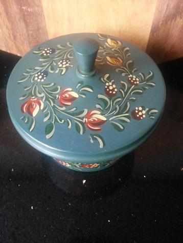 Brocante Hindeloopen stijl metalen potje met deksel beschikbaar voor biedingen