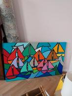 Schilderij bootjes op zee Bimu art 160 x 100 cm, Antiek en Kunst, Kunst | Schilderijen | Abstract, Ophalen