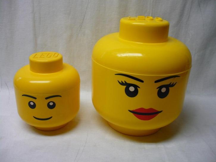 Lego hoofd opbergdoos/ opbergbox met deksel,  groot en klein, Kinderen en Baby's, Speelgoed | Duplo en Lego, Zo goed als nieuw