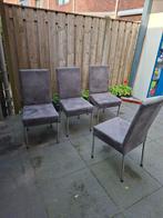 Set van 4 grijze eetkamerstoelen, Huis en Inrichting, Stoelen, Ophalen of Verzenden, Grijs, Stof, Vier