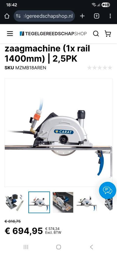 Carat TC-1800 tegelzaagmachine NIEUWSTAAT  !!!, Doe-het-zelf en Verbouw, Gereedschap | Zaagmachines, Zo goed als nieuw, 1200 watt of meer