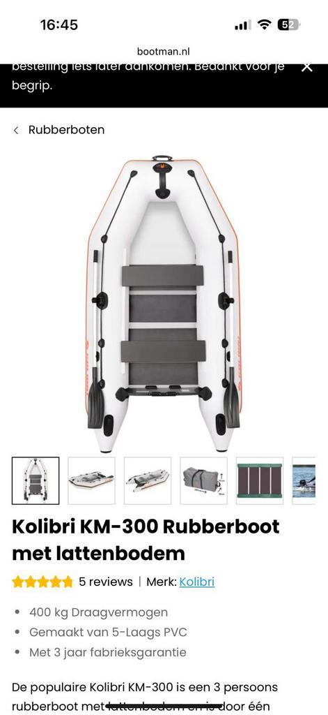 Kolibri KM-300 Rubberboot met strandwielen, Watersport en Boten, Accessoires en Onderhoud, Zo goed als nieuw, Ophalen
