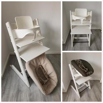 Stokke Tripp Trapp wit met babyset, newbornset, extra hoes beschikbaar voor biedingen