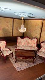 Bankstel met salontafel 1:12, Ophalen of Verzenden, Zo goed als nieuw, Poppenhuis