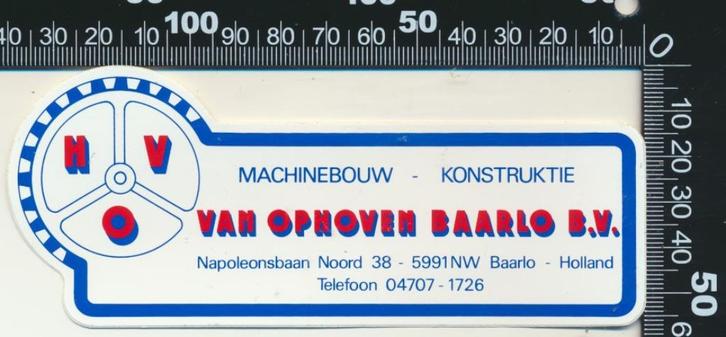 Sticker: Van Ophoven Machinebouw Konstruktie - Baarlo, Verzamelen, Stickers, Zo goed als nieuw, Bedrijf of Vereniging, Ophalen of Verzenden