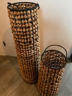 Rotan windlichten set - 80 & 50 cm, Huis en Inrichting, Woonaccessoires | Kandelaars en Kaarsen, Ophalen, Zo goed als nieuw, Overige materialen