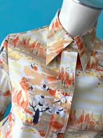 Vintage jaren 70 blouse geel/oranje motief maat 36, Verzenden, Geel, Vintage, Maat 36 (S)