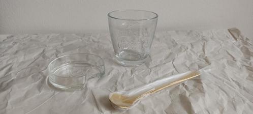 Chocomel glas met schaaltje en lepel, Huis en Inrichting, Keuken | Servies, Nieuw, Glas of Glazen, Overige stijlen, Glas, Ophalen of Verzenden