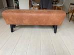 Mooie bruin leren/suede hocker, Huis en Inrichting, Banken | Voetenbanken en Poefen, Ophalen of Verzenden, Zo goed als nieuw, Rechthoekig