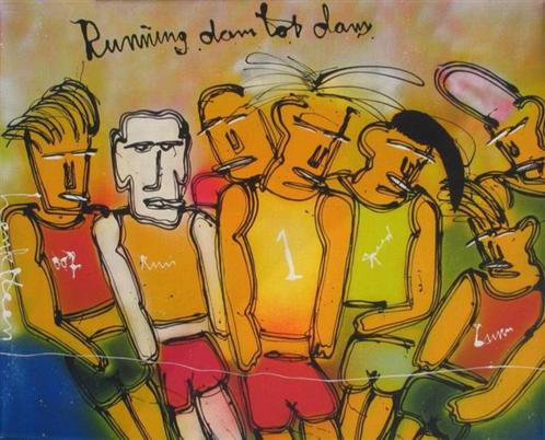 Giclee luxe artprint Henk Veen: Running Dam tot Dam, Antiek en Kunst, Kunst | Schilderijen | Modern, Ophalen of Verzenden