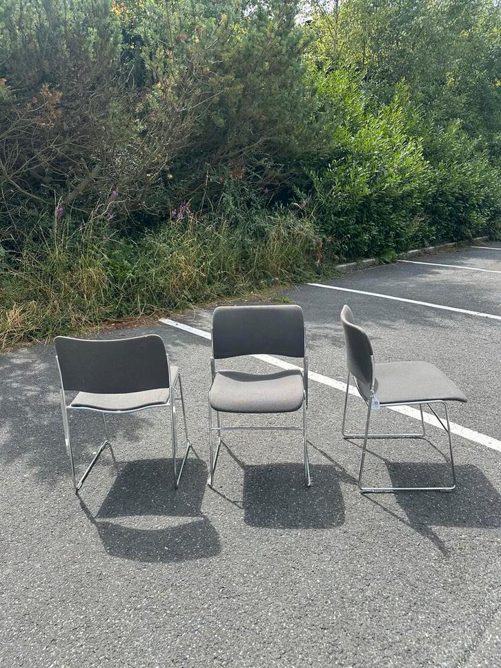 3 Howe 4/40 David Rowland Stoelen, Huis en Inrichting, Stoelen, Gebruikt, Drie, Metaal, Grijs, Ophalen of Verzenden
