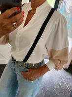 NÜ Denmark, prachtige aparte blouse met van breisel, S/M/L, Kleding | Dames, Maat 38/40 (M), Beige, Ophalen of Verzenden, Zo goed als nieuw