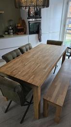 Eetkamerset: Eiken tafel, bank & 4 luxe stoelen, Huis en Inrichting, Complete eetkamers, Ophalen, 4 tot 6 stoelen