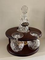 Kristallen karaf met twee cognacglazen, Antiek en Kunst, Ophalen