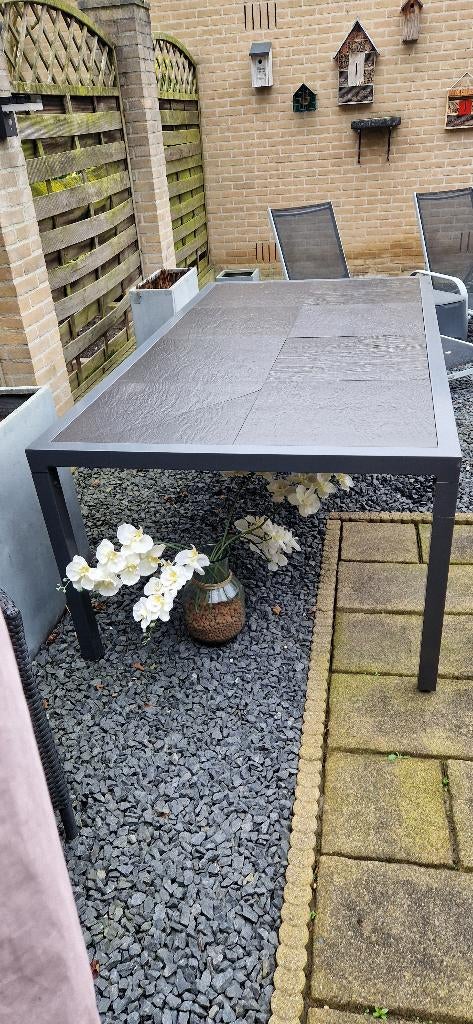 tuinstel  Kleur  Antraciet  aluminium frame, Ophalen, Gebruikt, 6 zitplaatsen, Aluminium