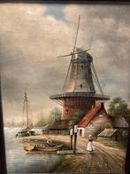 Hollands Molengezicht | H. De Schamps | Klassiek Olieverf Sc, Antiek en Kunst, Kunst | Schilderijen | Klassiek, Ophalen of Verzenden