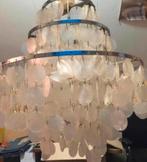 Jaren 70 luchter met Chrome en schelp motief parelmoer, Huis en Inrichting, Lampen | Kroonluchters, Ophalen of Verzenden, Zo goed als nieuw