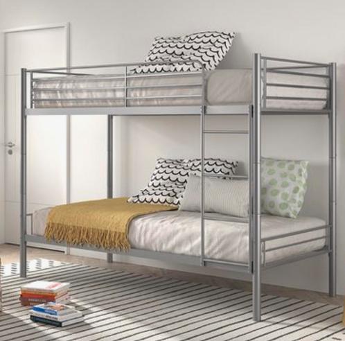 Stapelbed Metaal Grijs 96 cm X 208 cm, Huis en Inrichting, Slaapkamer | Stapelbedden en Hoogslapers, Zo goed als nieuw, Stapelbed