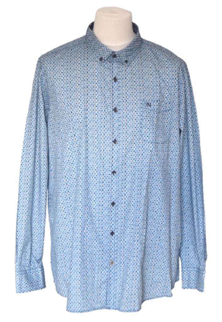 Bartlett overhemd, blauw/multicolor, Mt. 4XL / XXXXL, Kleding | Heren, Overhemden, Zo goed als nieuw, Overige halswijdtes, Blauw