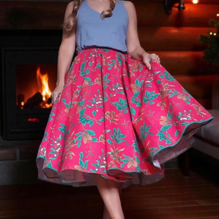 Handgemaakte kerstrok hergebruik hulst mistletoe  mt 32-44, Kleding | Dames, Rokken, Nieuw, Rood, Onder de knie, Ophalen of Verzenden