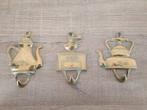 3 antieke Art Nouveau Italiaanse koperen handdoek haken €35, Antiek en Kunst, Ophalen of Verzenden